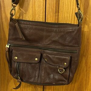 Fossil Dark Brown Leather Crossbody Bag